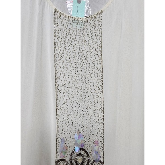 Anthropologie Plus White Embellished Lined Top Size 1X Retro Feel - Picture 2 of 10